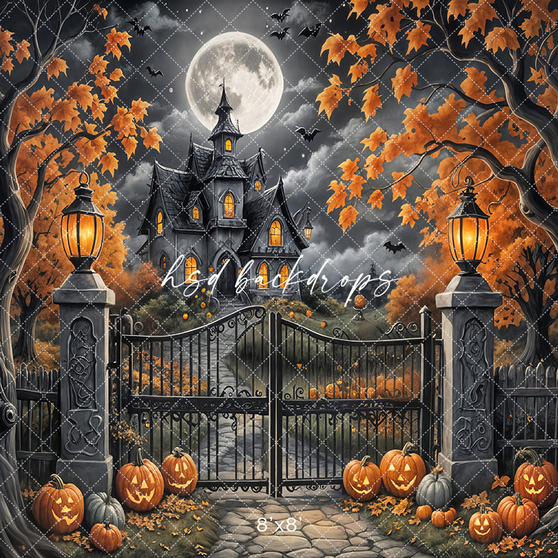 Keep Out Halloween Gate backdrop