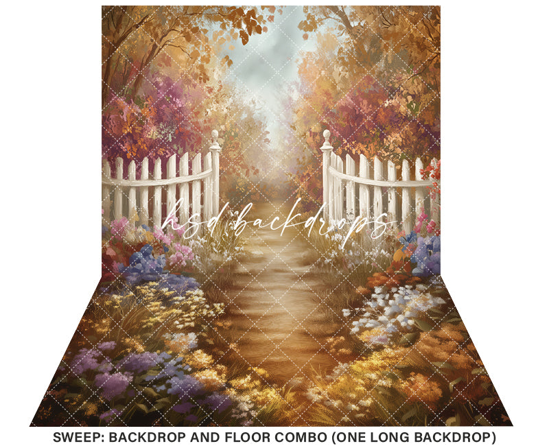 Autun garden pathway fine art backdrop for studio photography