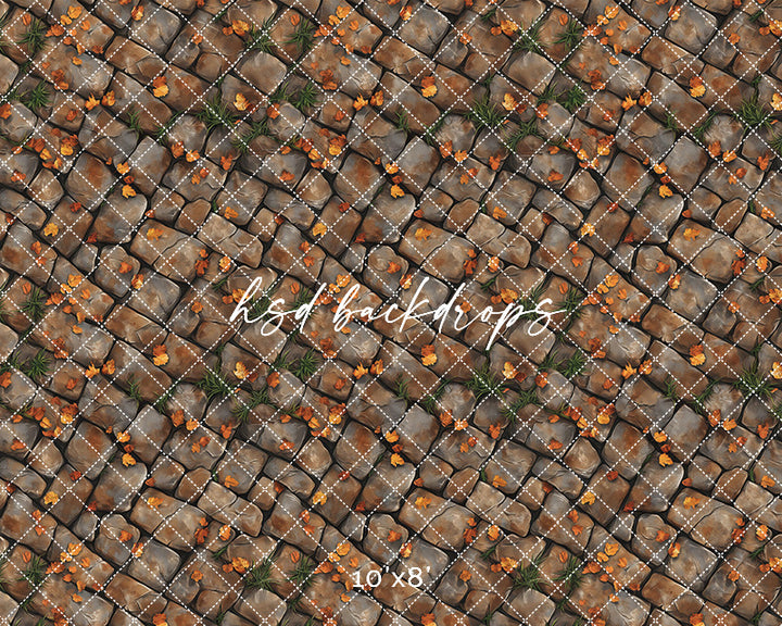 Golden Leaf Cobblestone Lane Floor Mat