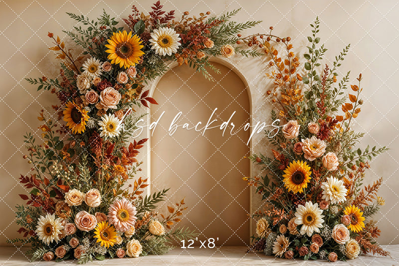 Sunflower Serenity Boho Fall Photography Backdrop (sweep options)