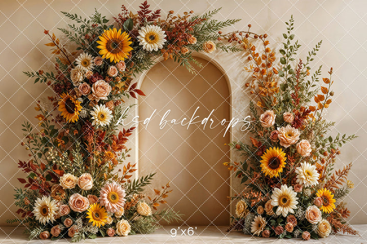 Sunflower Serenity Boho Fall Photography Backdrop (sweep options)