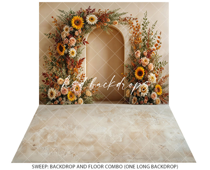 Sunflower Serenity Boho Fall Photography Backdrop (sweep options)