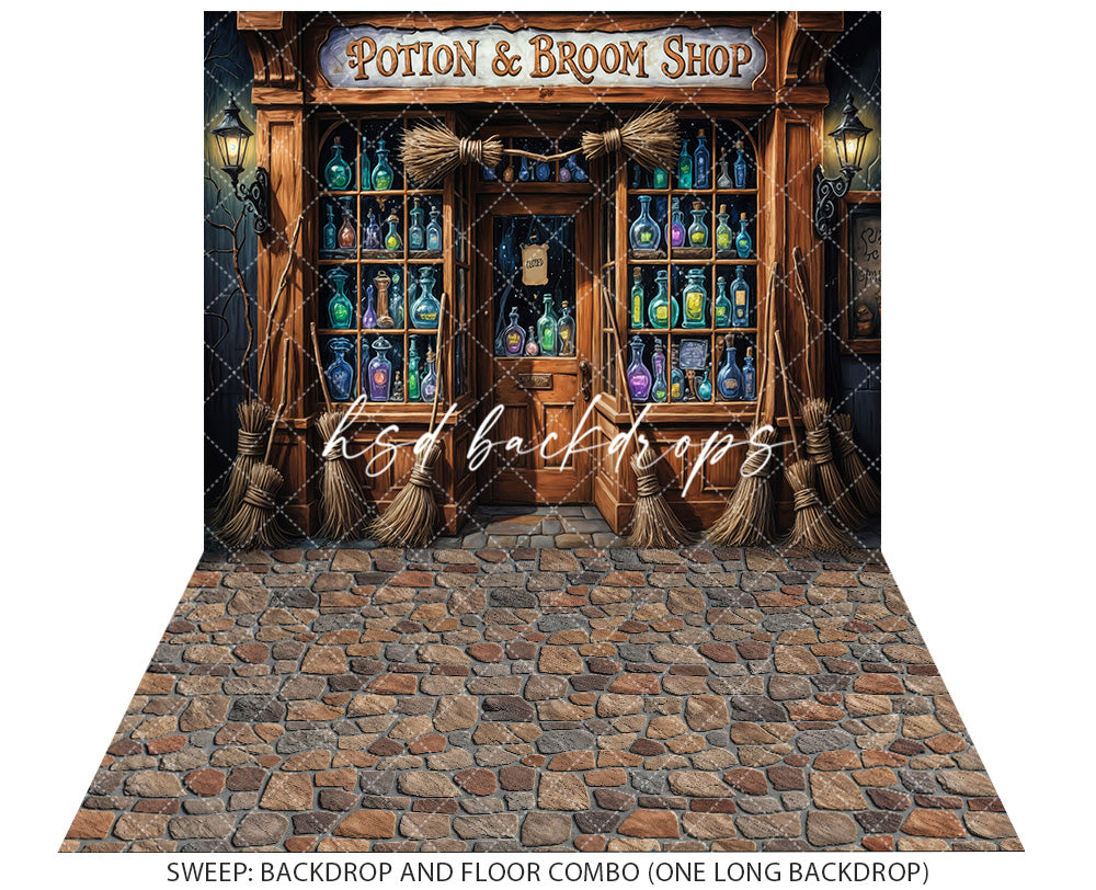 Broomstick Boutique Witch Halloween Studio Backdrop (sweep options)
