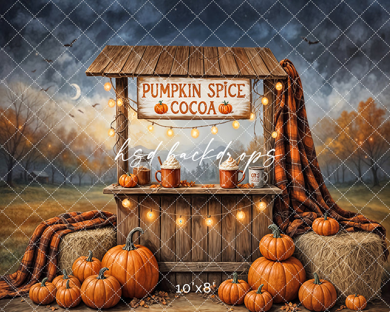 Pumpkin Spice Cocoa Stand – Fall Photography Backdrop