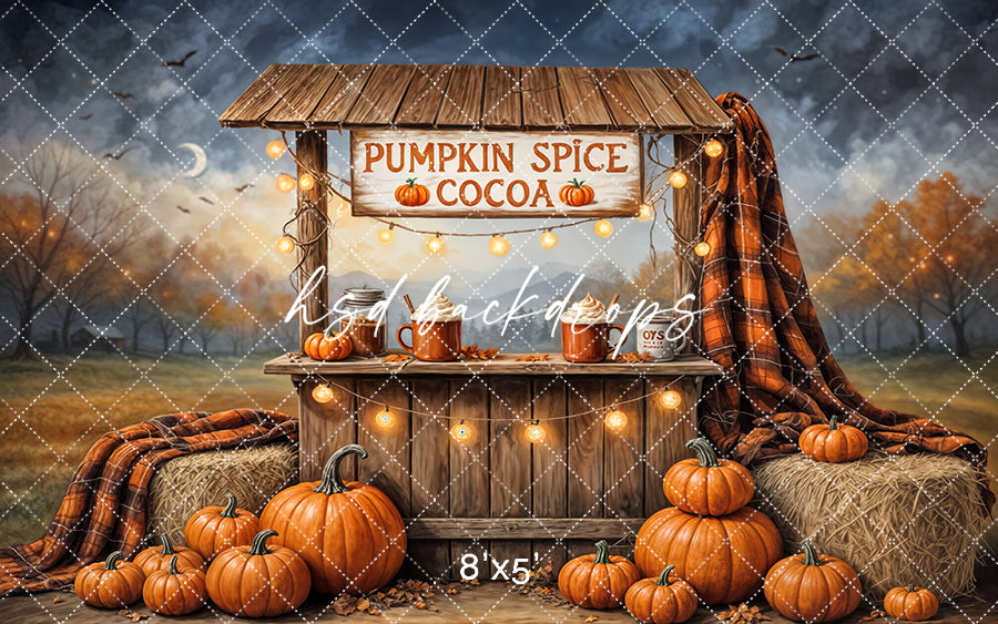 Pumpkin Spice Cocoa Stand – Fall Photography Backdrop