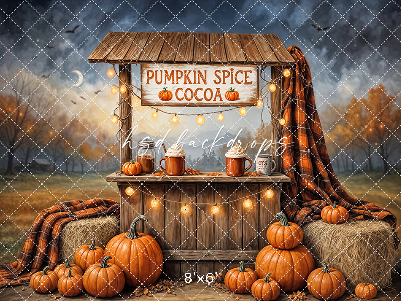 Pumpkin Spice Cocoa Stand – Fall Photography Backdrop