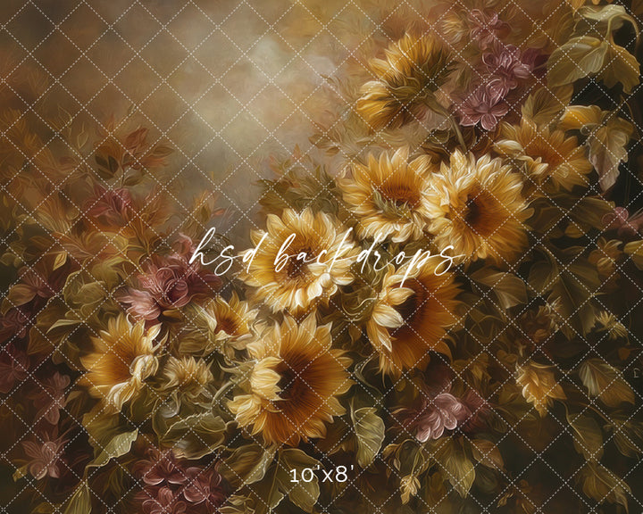 Golden Harvest Sunflowers – Fine Art Fall Photography Backdrop