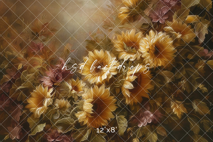Golden Harvest Sunflowers – Fine Art Fall Photography Backdrop
