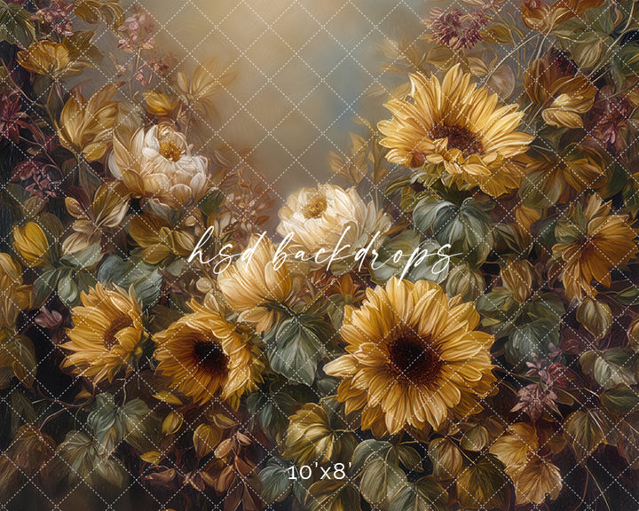 Golden Harvest Sunflower Garden – Fine Art Fall Photography Backdrop