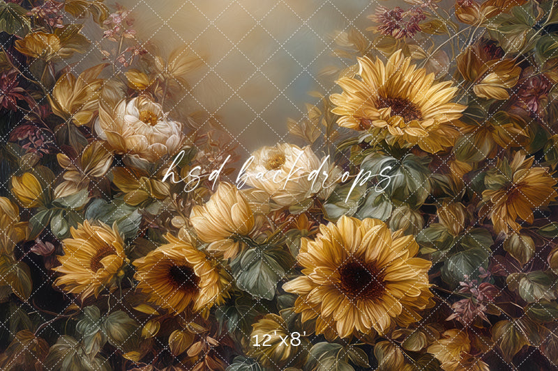 Golden Harvest Sunflower Garden – Fine Art Fall Photography Backdrop