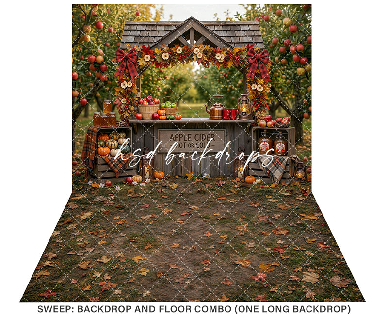 Autumn Apple Cider Stand Photography Backdrop – Rustic Harvest Scene | HSD Backdrops