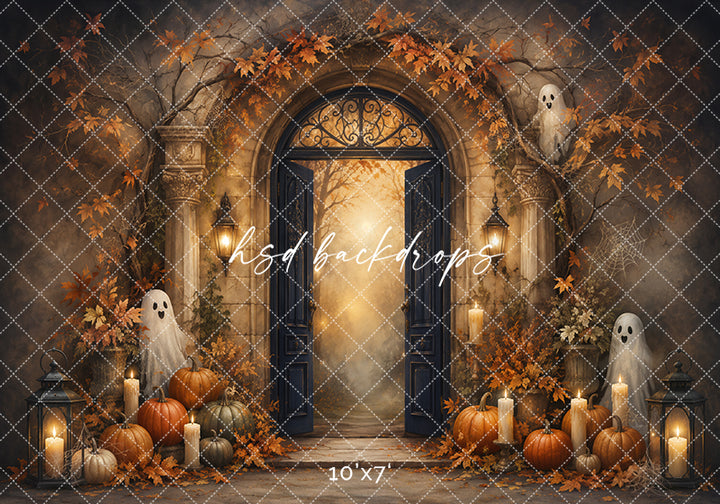 Pumpkin Ghost Garden Photography Backdrop