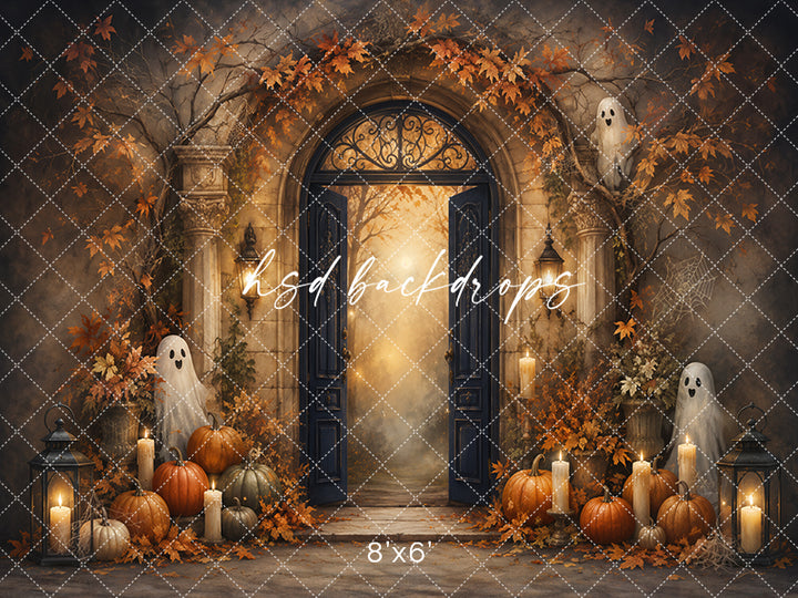 Pumpkin Ghost Garden Photography Backdrop