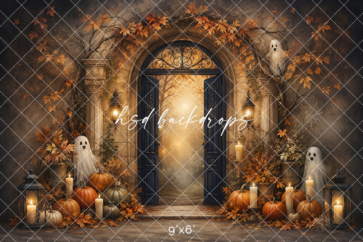 Pumpkin Ghost Garden Photography Backdrop