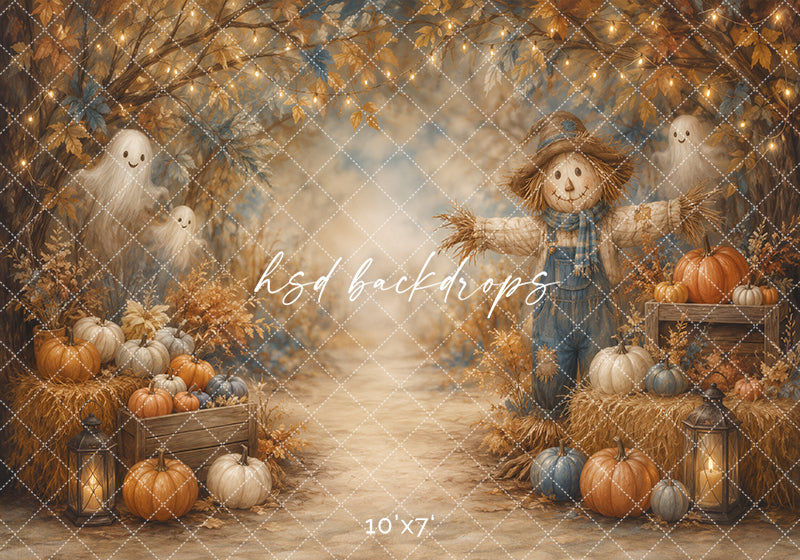 Harvest Scarecrow Path Photography Backdrop – Cozy Fall Halloween Scene | HSD Backdrops