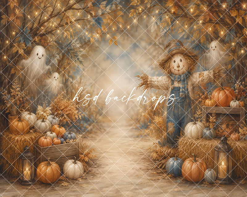 Harvest Scarecrow Path Photography Backdrop – Cozy Fall Halloween Scene | HSD Backdrops