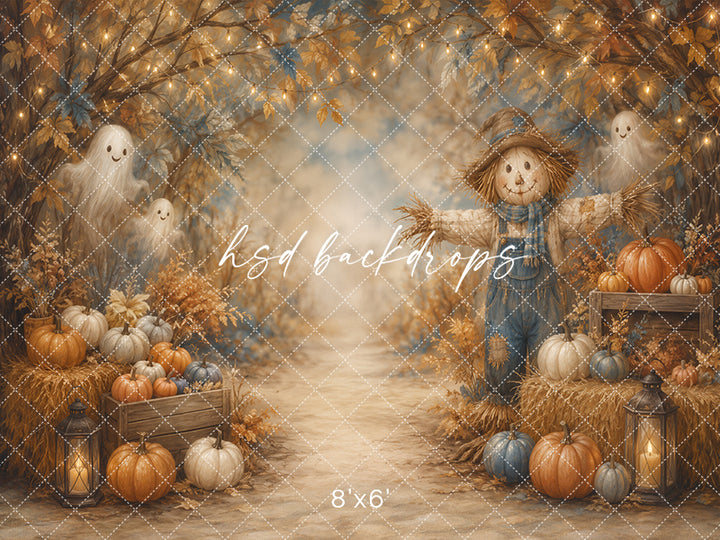 Harvest Scarecrow Path Photography Backdrop – Cozy Fall Halloween Scene | HSD Backdrops