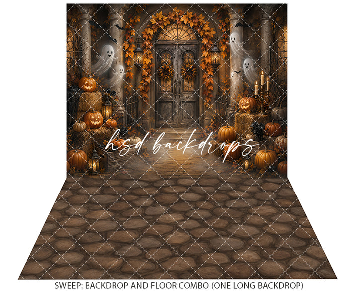Candlelit Ghost Garden Photography Backdrop – Whimsical Halloween Scene | HSD Backdrops