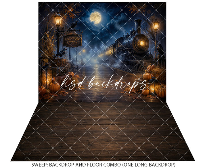 Ravenwood Express Photography Backdrop – Spooky Autumn Railway | HSD Backdrops