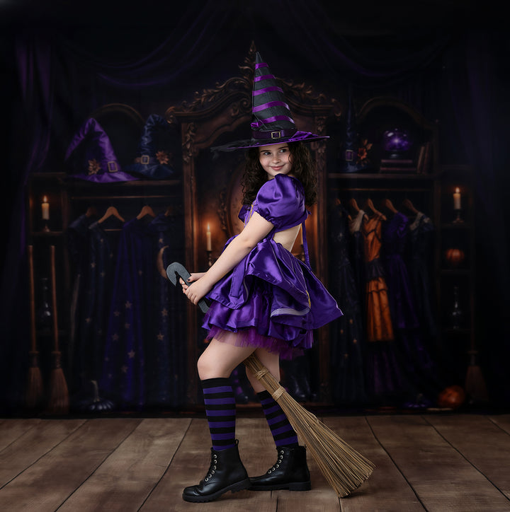 Midnight Witch Boutique Photography Backdrop – Elegant Costume Shop Setting | HSD Backdrops