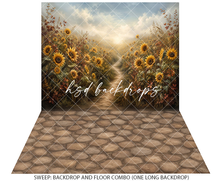 Golden Sunflower Meadow Photography Backdrop – Warm Fall Studio Scene | HSD Backdrops