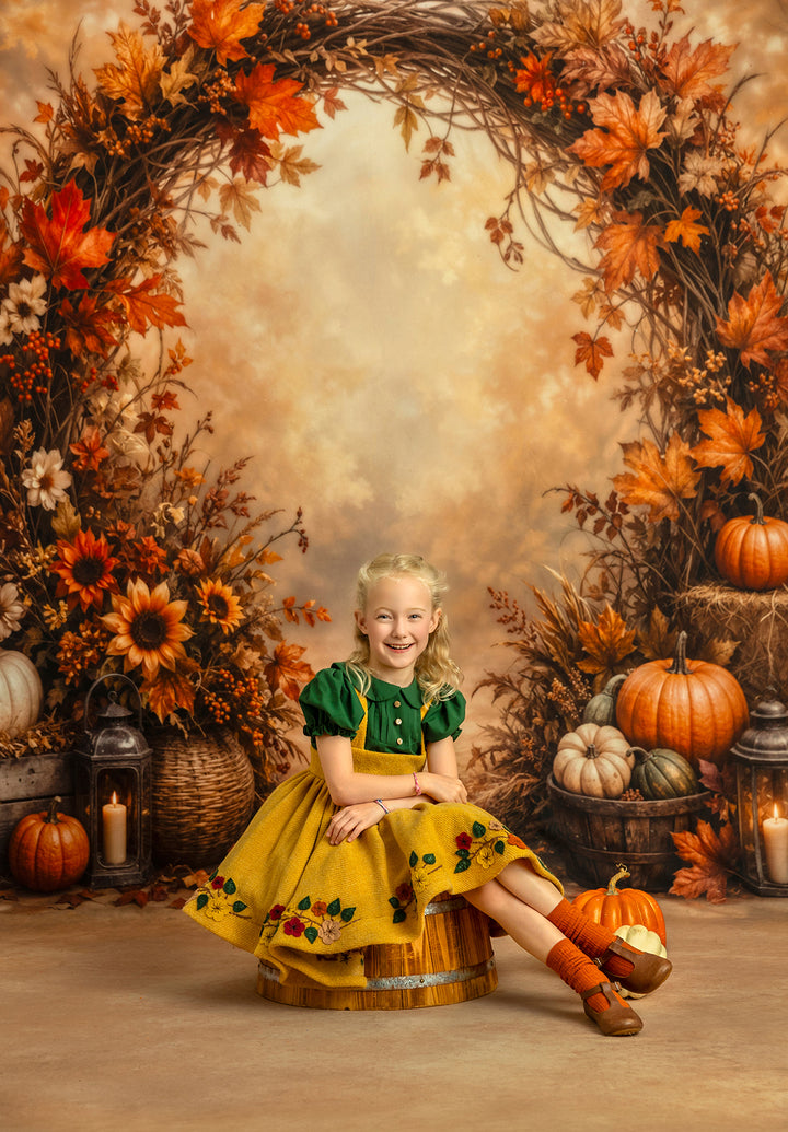 Autumn Harvest Arch Photography Backdrop – Rustic Fall Studio Scene | HSD Backdrops