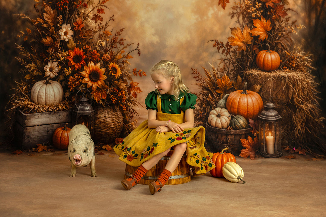 Autumn Harvest Arch Photography Backdrop – Rustic Fall Studio Scene | HSD Backdrops