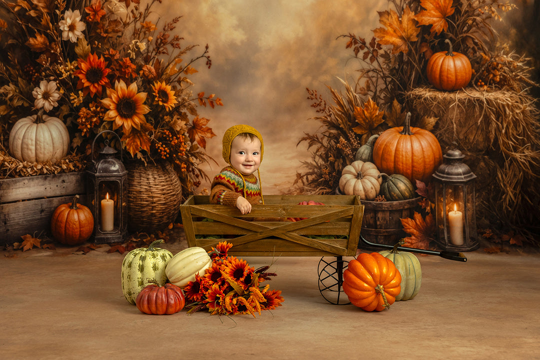 Autumn Harvest Arch Photography Backdrop – Rustic Fall Studio Scene | HSD Backdrops