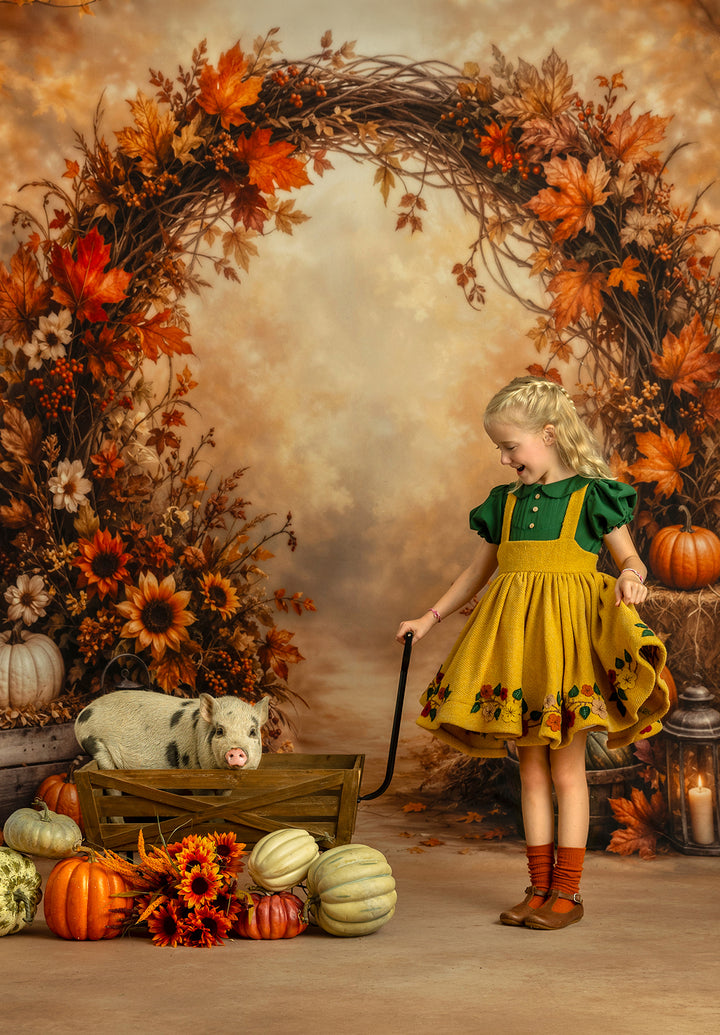 Autumn Harvest Arch Photography Backdrop – Rustic Fall Studio Scene | HSD Backdrops