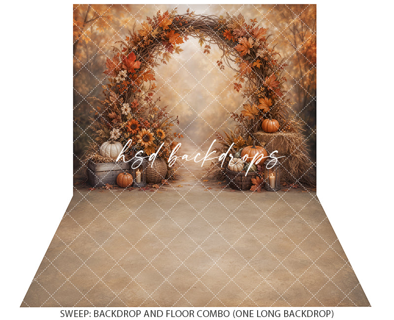 Autumn Harvest Arch Photography Backdrop – Rustic Fall Studio Scene | HSD Backdrops
