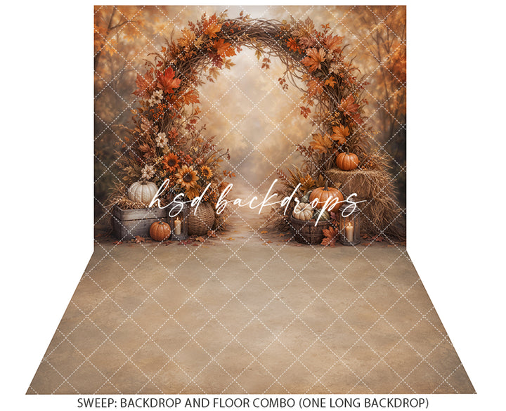 Autumn Harvest Arch Photography Backdrop – Rustic Fall Studio Scene | HSD Backdrops