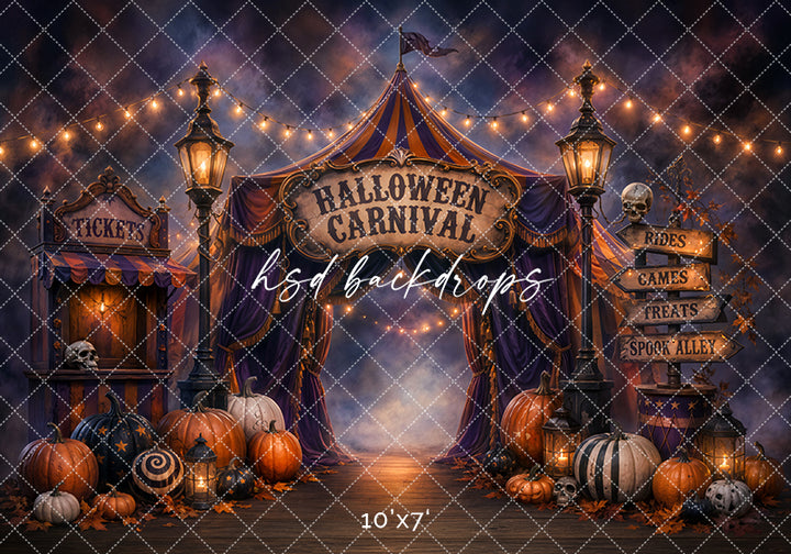 Spooky Carnival Entrance Photography Backdrop – Halloween Festival Scene | HSD Backdrops