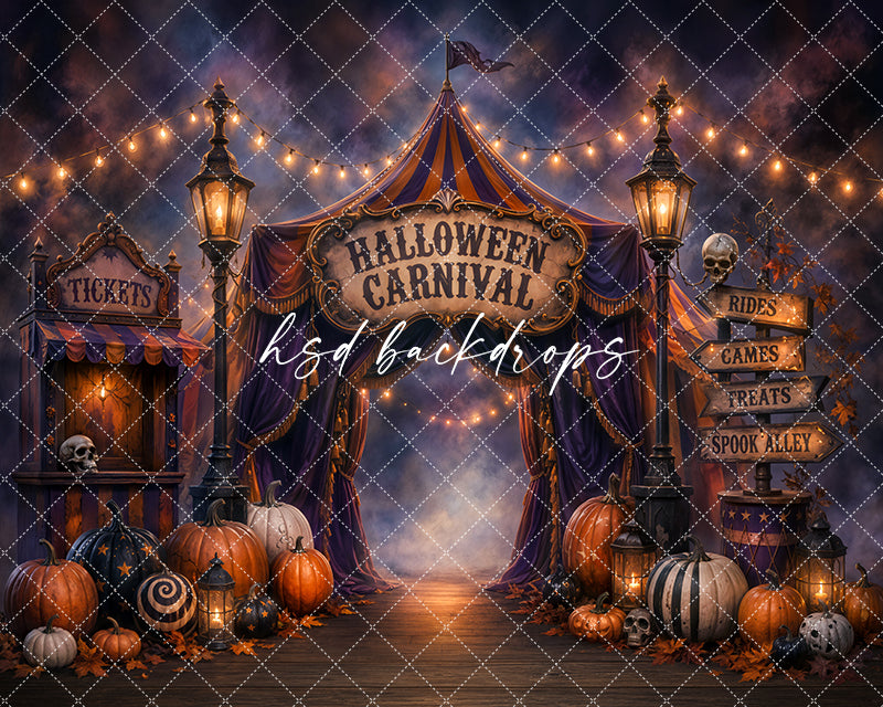 Spooky Carnival Entrance Photography Backdrop – Halloween Festival Scene | HSD Backdrops