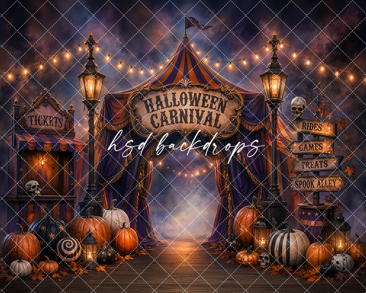 Spooky Carnival Entrance Photography Backdrop – Halloween Festival Scene | HSD Backdrops
