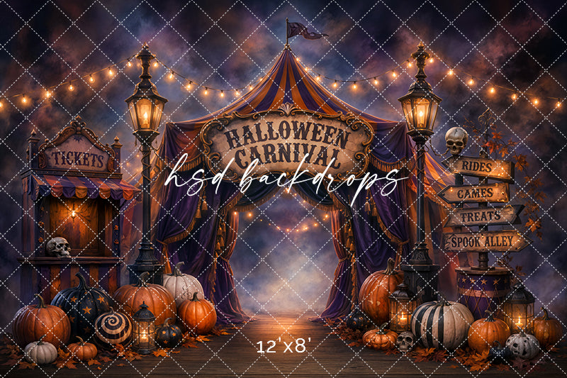 Spooky Carnival Entrance Photography Backdrop – Halloween Festival Scene | HSD Backdrops