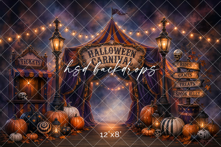 Spooky Carnival Entrance Photography Backdrop – Halloween Festival Scene | HSD Backdrops