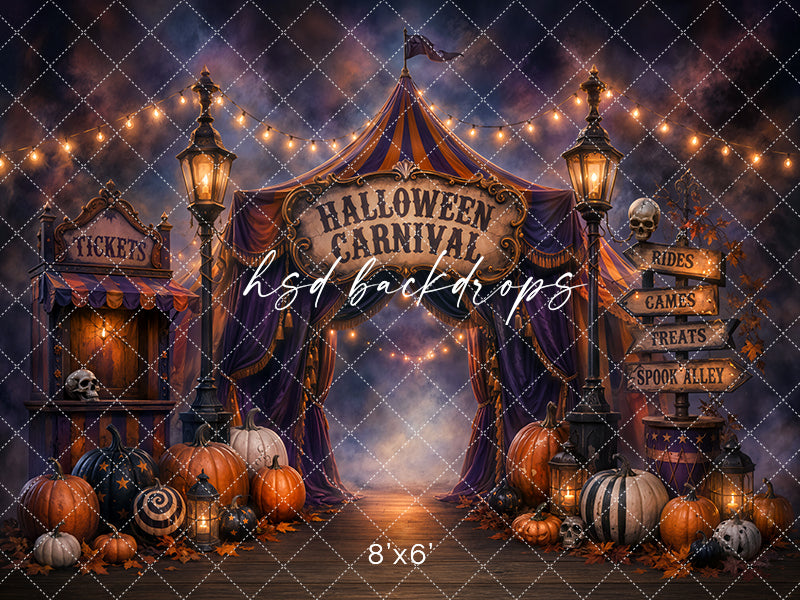 Spooky Carnival Entrance Photography Backdrop – Halloween Festival Scene | HSD Backdrops