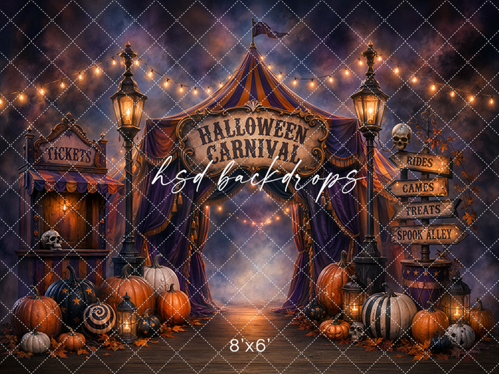 Spooky Carnival Entrance Photography Backdrop – Halloween Festival Scene | HSD Backdrops