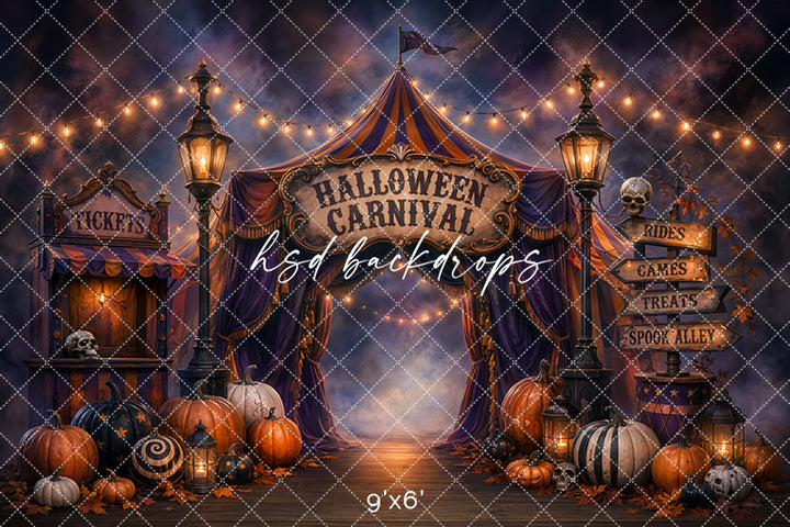 Spooky Carnival Entrance Photography Backdrop – Halloween Festival Scene | HSD Backdrops
