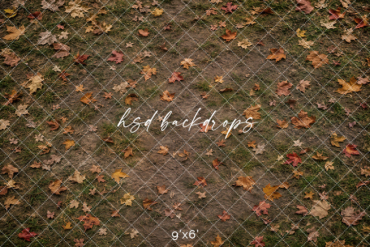 Fallen Leaves Orchard Floor Photography Backdrop – Rustic Fall Studio Floor | HSD Backdrops