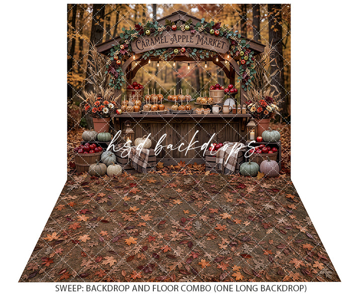 Autumn Caramel Apple Stand Photography Backdrop – Cozy Harvest Market | HSD Backdrops