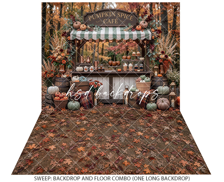 Pumpkin Spice Cafe Photography Backdrop – Cozy Fall Market Scene | HSD Backdrops