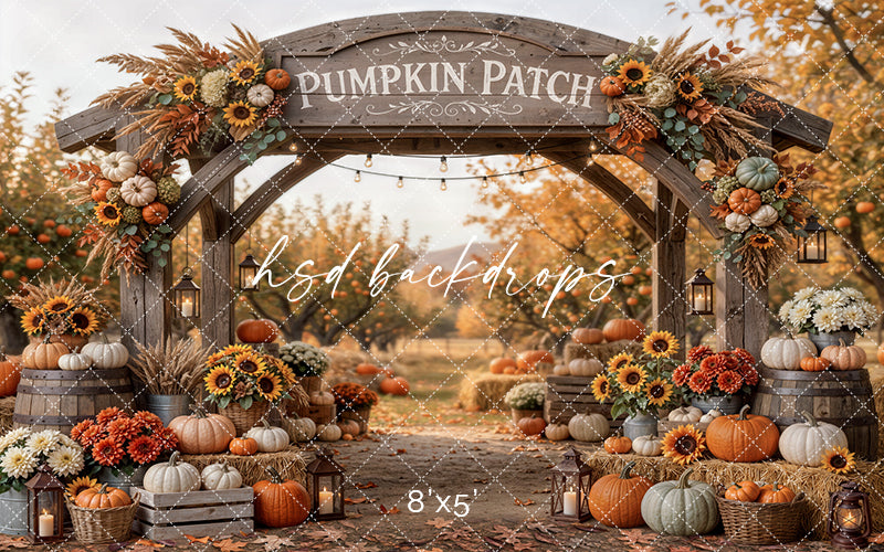 Pumpkin Patch Harvest Arch Photography Backdrop – Cozy Fall Studio Scene | HSD Backdrops