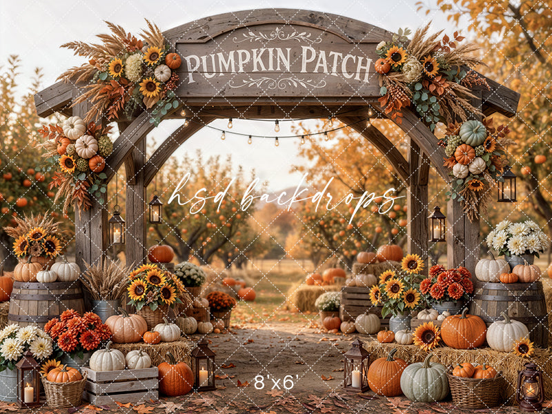 Pumpkin Patch Harvest Arch Photography Backdrop – Cozy Fall Studio Scene | HSD Backdrops