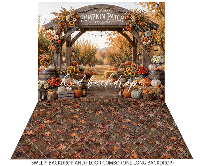 Pumpkin Patch Harvest Arch Photography Backdrop – Cozy Fall Studio Scene | HSD Backdrops