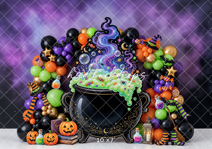 Witch’s Brew Cauldron Photography Backdrop – Whimsical Halloween Studio Scene | HSD Backdrops