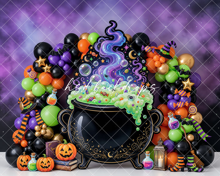 Witch’s Brew Cauldron Photography Backdrop – Whimsical Halloween Studio Scene | HSD Backdrops