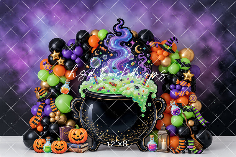 Witch’s Brew Cauldron Photography Backdrop – Whimsical Halloween Studio Scene | HSD Backdrops