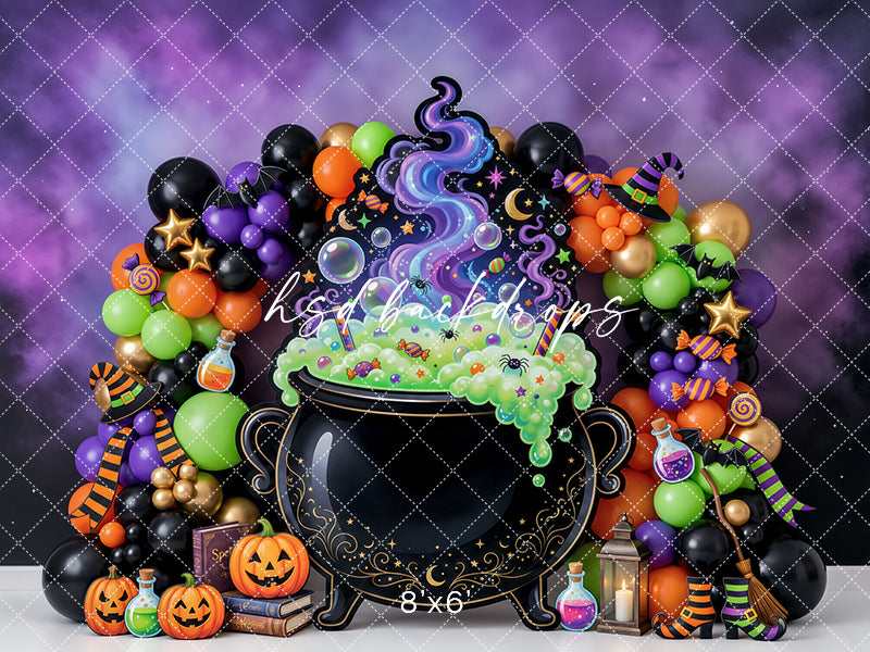 Witch’s Brew Cauldron Photography Backdrop – Whimsical Halloween Studio Scene | HSD Backdrops