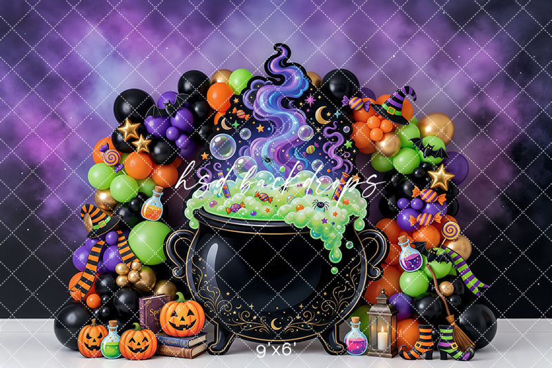 Witch’s Brew Cauldron Photography Backdrop – Whimsical Halloween Studio Scene | HSD Backdrops